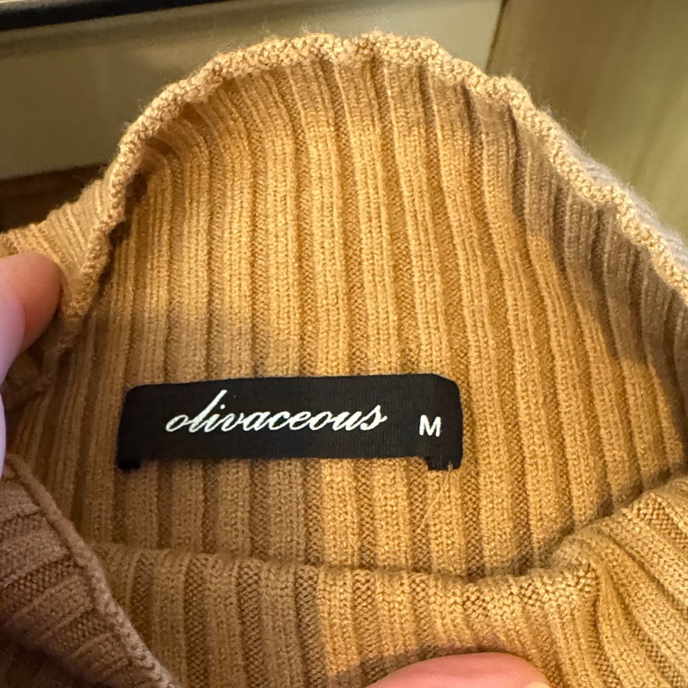 Olivaceous Tan Ribbed Sweater - Picture 2 of 2